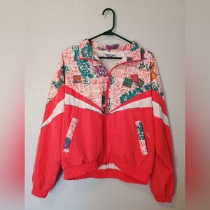 Reebox Vintage 80s/90sb Color Blocked Wind  Breaker Jacket Multi-color Pattern